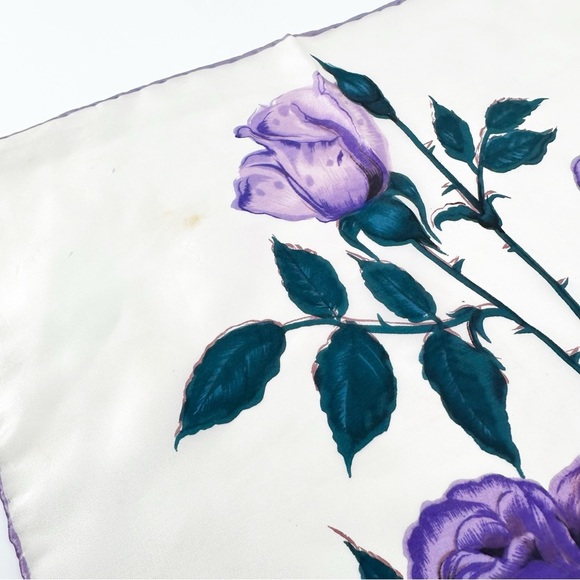 Vintage Purple Rose Hand~Rolled Japan Scarf - Picture 5 of 6